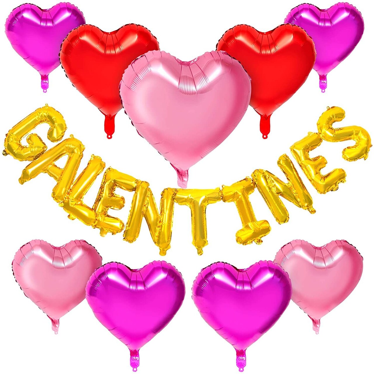 Galentine's Balloons and Hearts for Valentine's Party Decor (4 Colors, 19 Pack)